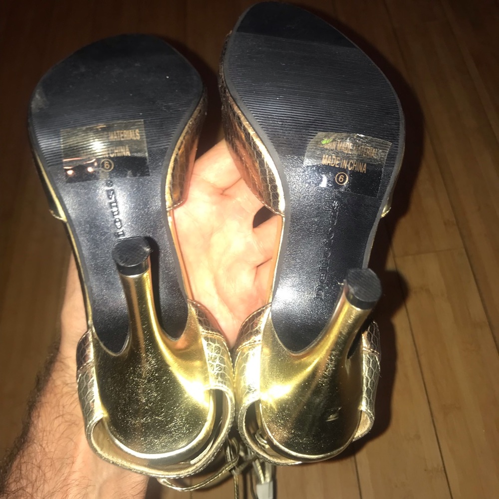 Delicious Cleopatra SnakeSkin GoldSilverBronze Strap Wrap Heels - Picture 7 of 9